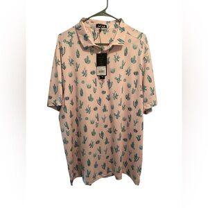 Bad Birdie “Thorn‎ in your Side”Cactus Print Men's polo. Size XXL. New with tags